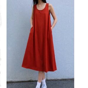 NWT Oak + Fort Tank Midi Dress With Pockets